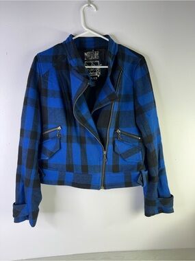 Millard Fillmore Wool blend Moto jacket size medium , blue / black